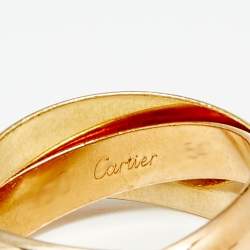 Pre Owned Cartier Trinity de Cartier 18k Three Tone Gold Rolling Ring Size 54