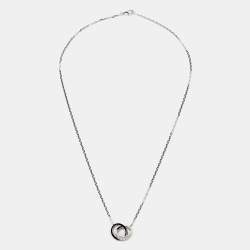 مملوكة مسبقًا قلادة  كارتييه لوف سيراميك ألماس ذهب الأبيض عيار 18 بحلقات متشابكة