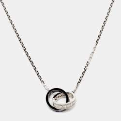 مملوكة مسبقًا قلادة  كارتييه لوف سيراميك ألماس ذهب الأبيض عيار 18 بحلقات متشابكة