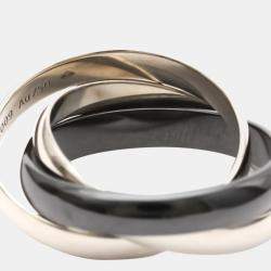 Pre Owned Cartier Trinity 18K White Gold Ceramic Ring EU 55