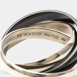 Pre Owned Cartier Trinity 18K White Gold Ceramic Ring EU 55