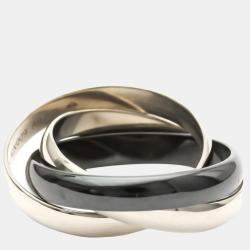 Pre Owned Cartier Trinity 18K White Gold Ceramic Ring EU 55