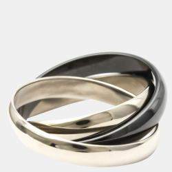 Pre Owned Cartier Trinity 18K White Gold Ceramic Ring EU 55