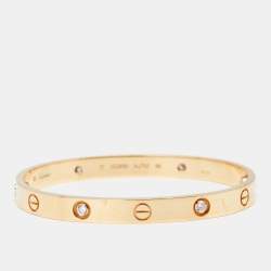 Pre Owned Cartier Love 4 Diamond 18K Yellow Gold Bracelet 17