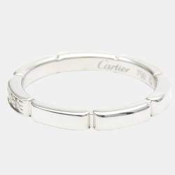 مملوكة مسبقًا Cartier Maillon Panthere Wedding Band 18K White Gold Diamond Ring EU 53