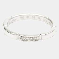 مملوكة مسبقًا Cartier Maillon Panthere Wedding Band 18K White Gold Diamond Ring EU 53