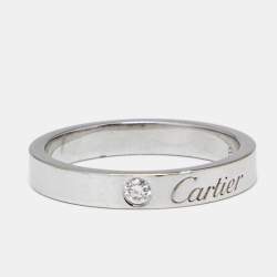 Pre Owned Cartier C De Cartier 1 Diamond Platinum Band Ring Size 51