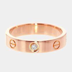 Pre Owned Cartier Love 18K Rose Gold Diamond Ring EU 52