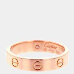 Pre Owned Cartier Love 18K Rose Gold Diamond Ring EU 52