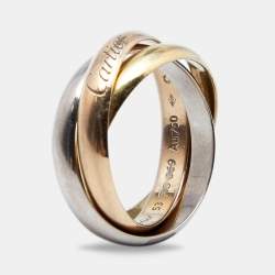 Pre Owned Cartier Trinity Classic 18k Three Tone Gold Rolling Ring Size 53