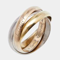 Pre Owned Cartier Trinity Classic 18k Three Tone Gold Rolling Ring Size 53