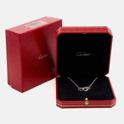 Pre Owned قلادة كارتييه لوف ألماس ذهب ثنائي اللون عيار 18 ثلاث حلقات بسلسلة مزدوجة
