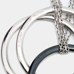 Pre Owned قلادة كارتييه ترينيتي الماس سيراميك أسود وذهب أبيض عيار 18 