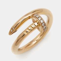 Pre Owned Cartier Juste Un Clou Diamonds 18k Rose Gold Ring Size 54