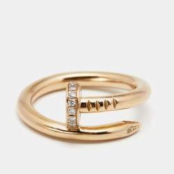 Pre Owned Cartier Juste Un Clou Diamonds 18k Rose Gold Ring Size 54