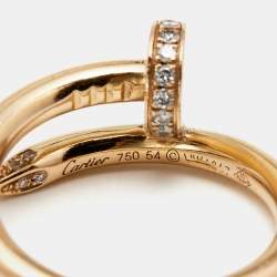 Pre Owned Cartier Juste Un Clou Diamonds 18k Rose Gold Ring Size 54