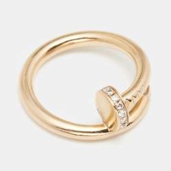 Pre Owned Cartier Juste Un Clou Diamonds 18k Rose Gold Ring Size 54