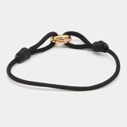 Pre Owned Cartier Trinity 18k Three Tone Gold Adjustable Black Cord Bracelet