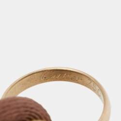 Pre Owned سوار كارتييه ترينيتي ذهب ثلاثي اللون عيار 18 وحبل بني قابل للضبط 