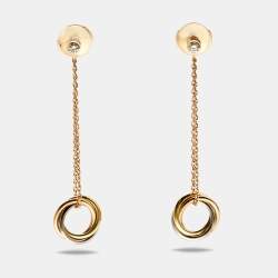 Cartier Trinity Diamonds 18k Three Tone Gold Drop Earrings Cartier