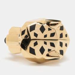 مملوكة مسبقًا Cartier Panthère de Cartier Garnet Onyx Lacquer 18K Yellow Gold Cocktail Ring Size 53