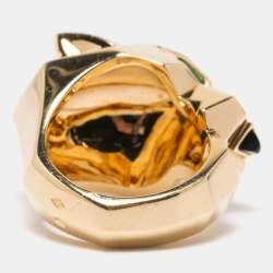 مملوكة مسبقًا Cartier Panthère de Cartier Garnet Onyx Lacquer 18K Yellow Gold Cocktail Ring Size 53