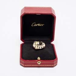 مملوكة مسبقًا Cartier Panthère de Cartier Garnet Onyx Lacquer 18K Yellow Gold Cocktail Ring Size 53