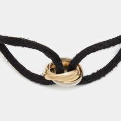 Pre Owned سوار كارتييه ترينيتي ذهب ثلاثي اللون عيار 18 وحبل أسود قابل للضبط 