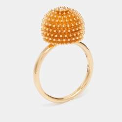 Pre Owned Cartier Cactus De Cartier Diamond 18k Rose Gold Ring Size 54