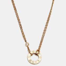 Pre Owned Cartier Love Diamonds 18k Rose Gold Necklace