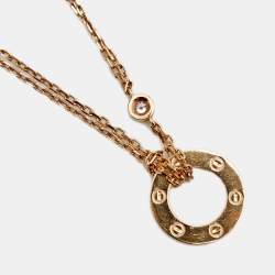 Pre Owned Cartier Love Diamonds 18k Rose Gold Necklace