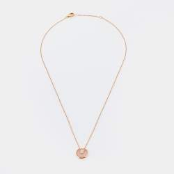 Pre Owned Cartier Amulette De Cartier Pink Opal Diamond 18k Rose Gold XS Model Necklace 
