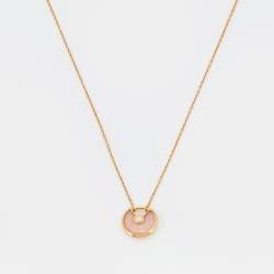 Pre Owned Cartier Amulette De Cartier Pink Opal Diamond 18k Rose Gold XS Model Necklace 
