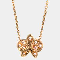 مملوكة مسبقًا Cartier 18K Rose Gold 0.0054 ctw per piece Diamond and Sapphire Caresse d'Orchidées Par Necklace