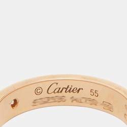 Pre Owned Cartier Love 1 Diamond 18k Rose Gold Wedding Band Ring Size 55
