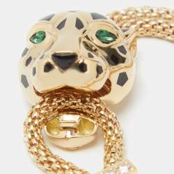 Pre Owned Cartier Panthere de Cartier Diamond Tsavorite Garnet Onyx 18k Yellow Gold Bracelet