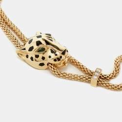 مملوكة مسبقًا Cartier Panthere de Cartier Lacquer Tsavorite Garnet Onyx Diamonds 18k Yellow Gold Necklace