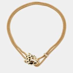 مملوكة مسبقًا Cartier Panthere de Cartier Lacquer Tsavorite Garnet Onyx Diamonds 18k Yellow Gold Necklace