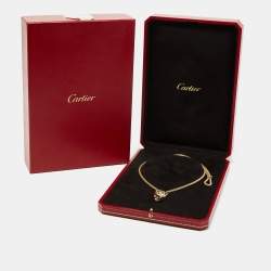 مملوكة مسبقًا Cartier Panthere de Cartier Lacquer Tsavorite Garnet Onyx Diamonds 18k Yellow Gold Necklace