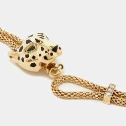 مملوكة مسبقًا Cartier Panthere de Cartier Lacquer Tsavorite Garnet Onyx Diamonds 18k Yellow Gold Necklace