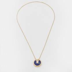 مملوكة مسبقًا Cartier Amulette De Cartier Lapis Lazuli Diamond 18k Yellow Gold Small Model Necklace
