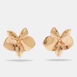 Pre Owned أقراط كارتييه سيرازيه دو أوركيد بار كارتييه ذهب وردي عيار 18 ألماس