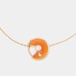 Pre Owned Cartier Amulette De Cartier Carnelian Diamond 18k Rose Gold XS Model Bracelet