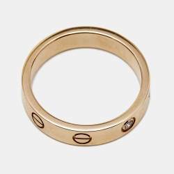 Pre Owned Cartier Love Diamond 18k Rose Gold Band Ring Size 52