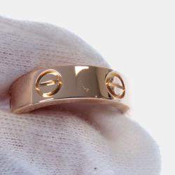Pre Owned Cartier Love 18K Rose Gold Sapphire Diamond Ring EU 53