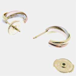 Pre Owned Cartier Trinity 18K Yellow Rose and White Gold Earrings