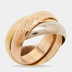 Pre Owned Cartier Trinity 18k Three Tone Gold Large Model Rolling Ring Size 53
