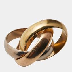 Pre Owned Cartier Trinity 18k Three Tone Gold Large Model Rolling Ring Size 53