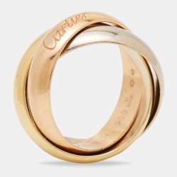 Pre Owned Cartier Trinity 18k Three Tone Gold Large Model Rolling Ring Size 53