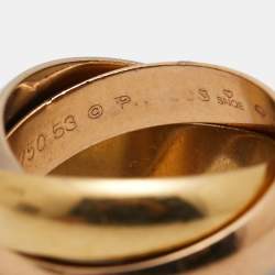 Pre Owned Cartier Trinity 18k Three Tone Gold Large Model Rolling Ring Size 53